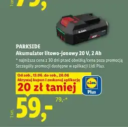 Lidl PARKSIDE Akumulator litowo-jonowy 20 V, 2 Ah oferta