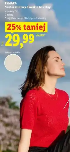 Lidl ESMARA Sweter ażurowy damski z bawełny oferta