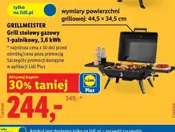 Lidl GRILLMEISTER Grill stołowy gazowy 1-palnikowy, 3,6 kW oferta