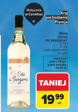 Carrefour Wino półsłodkie Côtes de Bergerac oferta