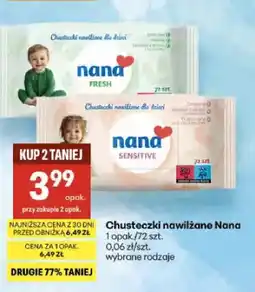 Delikatesy Centrum Chusteczki nawilżane dla dzieci Nana Fresh 72-pak oferta