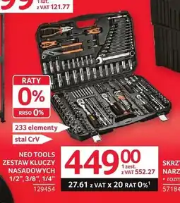 Selgros Zestaw kluczy nasadowych NEO TOOLS 1/2, 3/8, 1/4 233 elementy oferta