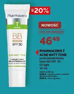 Ziko Dermo Przeciwtrądzikowy krem BB SPF 30 Pharmaceris T Acne Matt Tone 01 light oferta