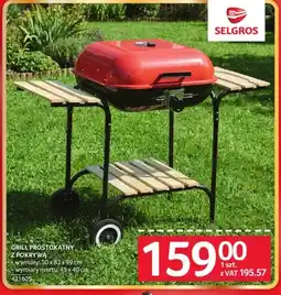 Selgros Grill prostokątny z pokrywą wymiary: 50x83x99cm wymiary rusztu: 45x40cm oferta
