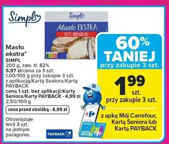 Masło ekstra Simpl zaw. tł. 82%