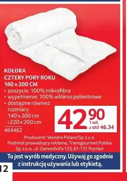 Selgros Kołdra Cztery Pory Roku 160x200cm oferta