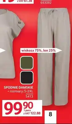 Selgros Spodnie damskie wiskoza 75% len 25% oferta