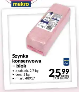Makro Szynka konserwowa - blok METRO Chef oferta