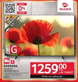 Selgros Telewizor LED Samsung 55'' UE55U8072FUXXH 4K Ultra HD 3840x2160 122,4x75,9x19,9cm oferta