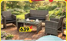 Bricomarche Zestaw Coral stolik 88,5x45,5x42,5cm blat szklany sofa 109,5x63x77cm fotel 58,5x62x77cm technorattan oferta