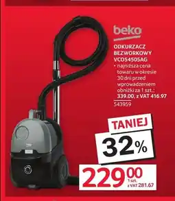 Selgros Odkurzacz bezworkowy beko VCO54505AG oferta