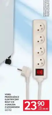 Selgros Przedłużacz elektryczny VOREL biały 3m 4 gniazda z uziemieniem oferta