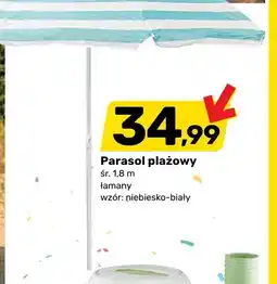 Bricomarche Parasol plażowy śr. 1,8m łamany wzór niebiesko-biały oferta
