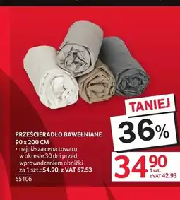 Selgros Prześcieradło bawełniane 90x200cm oferta