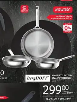 Selgros Komplet 3 patelni stalowych BergHOFF Helix 20/24/28cm oferta