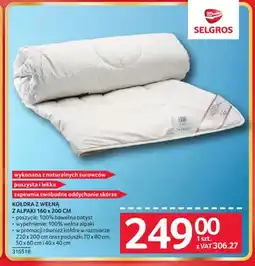 Selgros Kołdra z wełną z alpaki 160x200cm oferta