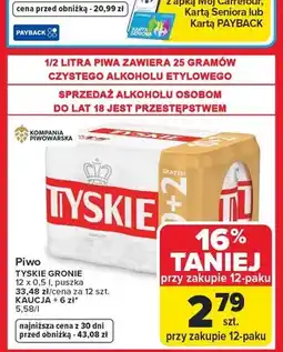 Carrefour Piwo Tyskie Gronie 12-pak oferta