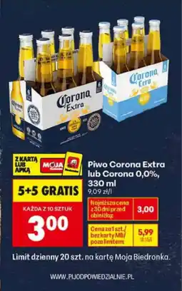 Biedronka Piwo Corona Extra lub Corona 0,0% oferta