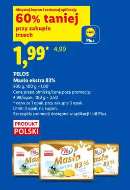 Lidl PILOS Masło ekstra 83% oferta