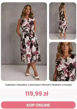Renee Sukienka z bawełny z ażurowym wzorem paskiem w kwiaty Reneé oferta