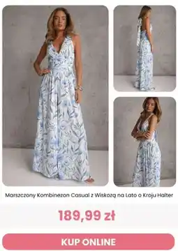 Renee Marszczony kombinezon casual z wiskozą na lato o kroju halter Reneé oferta