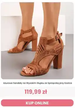 Renee Ażurowe sandały na wysokim słupku ze sprzączką przy kostce Reneé oferta