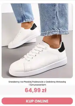 Renee Sneakersy na Płaskiej Podeszwie z Ozdobną Wstawką i Sznurowaniem Reneé oferta
