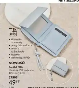 Avon Portfel Effie błękitny PU poliester 12x4x11cm oferta
