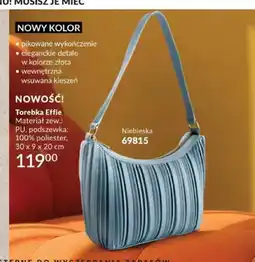 Avon Torebka Effie niebieska PU poliester 30x9x20cm oferta