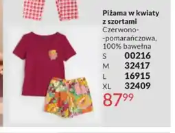 Avon Piżama w kwiaty z szortami czerwono-pomarańczowa 100% bawełna oferta