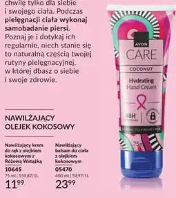 Avon Nawilżający krem do rąk z olejkiem kokosowym z Różową Wstążką Avon Care oferta