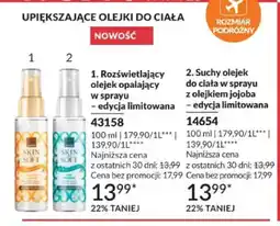 Avon Rozświetlający olejek opalający w sprayu Skin So Soft edycja limitowana oferta