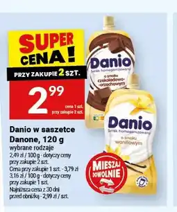 Twój Market Serek homogenizowany Danio w saszetce o smaku czekoladowo-orzechowym oferta