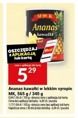 Twój Market Ananas kawałki w lekkim syropie MK oferta