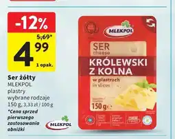 Intermarche Ser żółty plastry Mlekpol Królewski z Kolna oferta