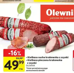 Intermarche Kiełbasa sucha krakowska z szynki Olewnik oferta