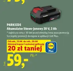Lidl PARKSIDE Akumulator litowo-jonowy 20 V, 2 Ah oferta