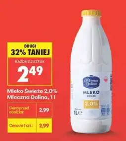 Biedronka Mleko Świeże 2,0% Mleczna Dolina, 1l oferta