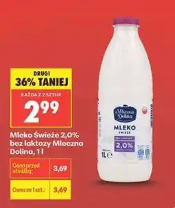 Biedronka Mleko Świeże 2,0% bez laktozy Mleczna Dolina, 1l oferta