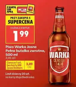 Biedronka Piwo Warka Jasne Pełne butelka zwrotna, 500 ml oferta