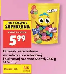 Biedronka Orzeszki arachidowe w czekoladzie mlecznej i cukrowej otoczce Monti, 240 g oferta