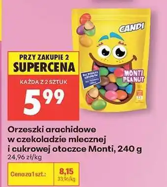 Biedronka Orzeszki arachidowe w czekoladzie mlecznej i cukrowej otoczce Monti, 240 g oferta