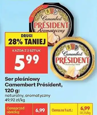 Biedronka Ser pleśniowy Camembert President, 120 g oferta