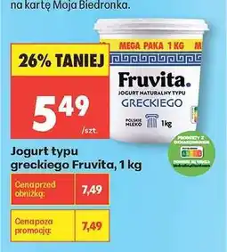Biedronka Jogurt typu greckiego Fruvita, 1 kg oferta
