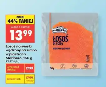Biedronka Łosoś norweski wędzony na zimno w plastrach Marinero, 150 g oferta