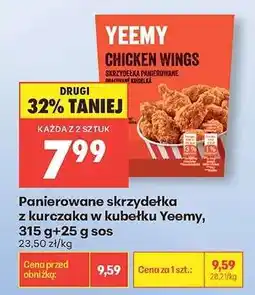 Biedronka Panierowane skrzydełka z kurczaka w kubku Yeemy, 315 g+25 g sos oferta