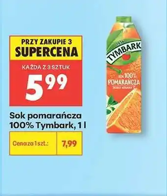 Biedronka Sok pomarańcza 100% Tymbark, 1 l oferta