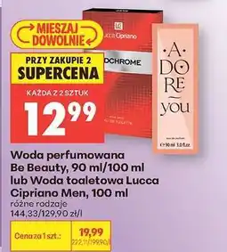 Biedronka Woda perfumowana Be Beauty, 90 ml/100 ml lub Woda toaletowa Lucca Cipriano Men, 100 ml oferta
