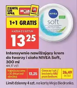 Biedronka Intensywnie nawilżający krem do twarzy i ciała NIVEA Soft, 300 ml oferta