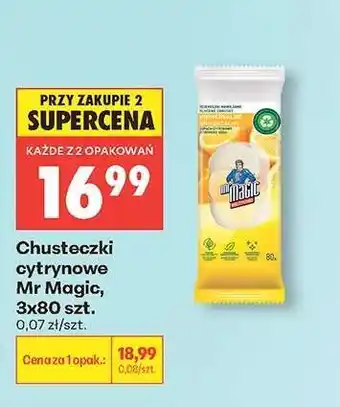 Biedronka Chusteczki cytrynowe Mr Magic, 3x80 szt oferta